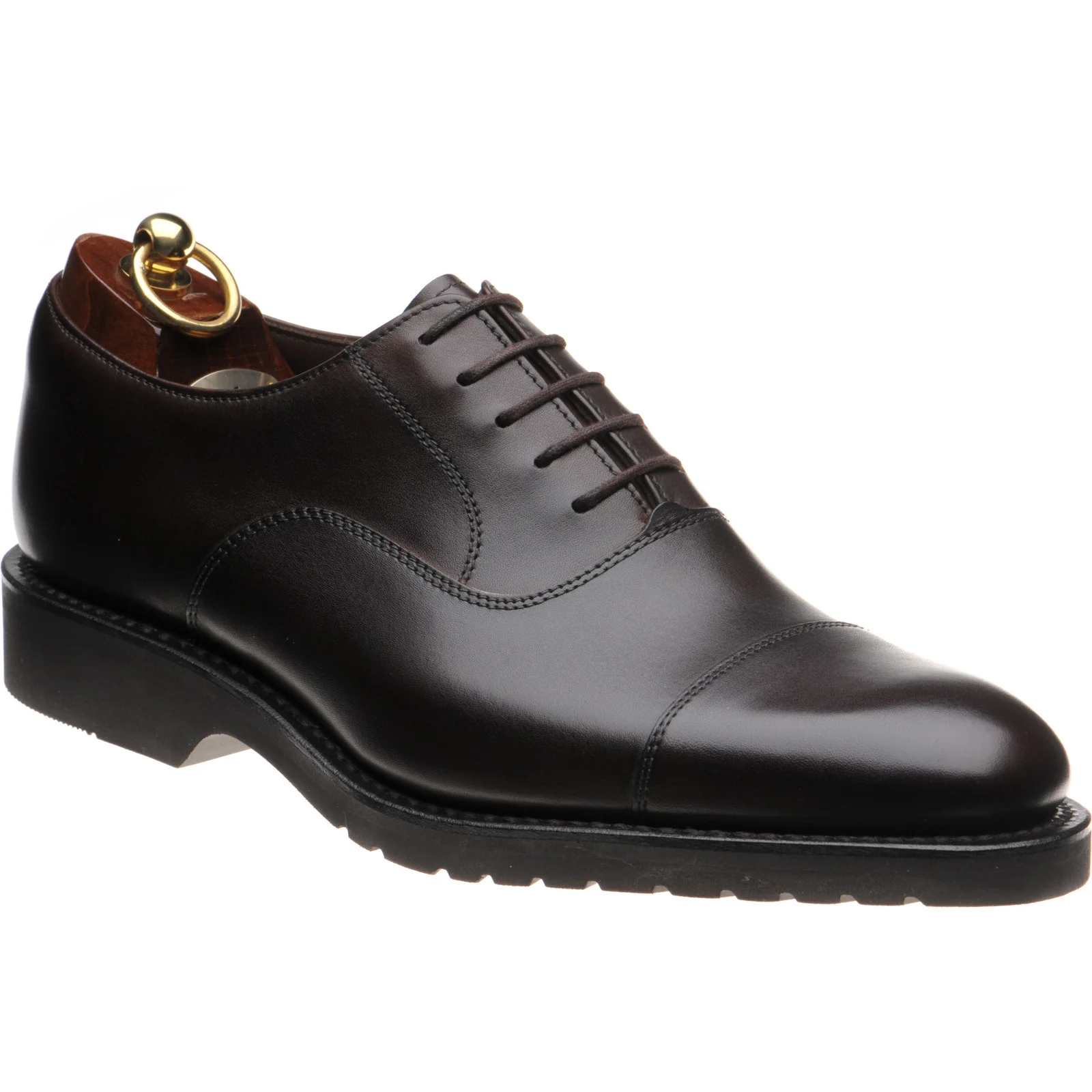 Loake Hitchcock mens rubber-soled Oxfords in dark brown calf