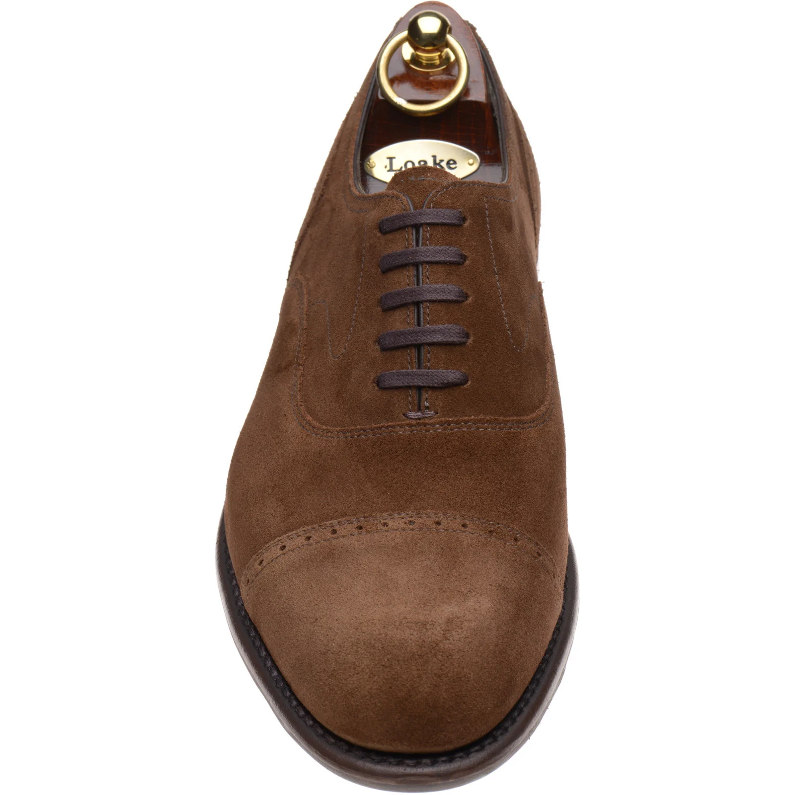 Loake Hughes mens hybrid-soled semi-brogues in brown suede - Image 2