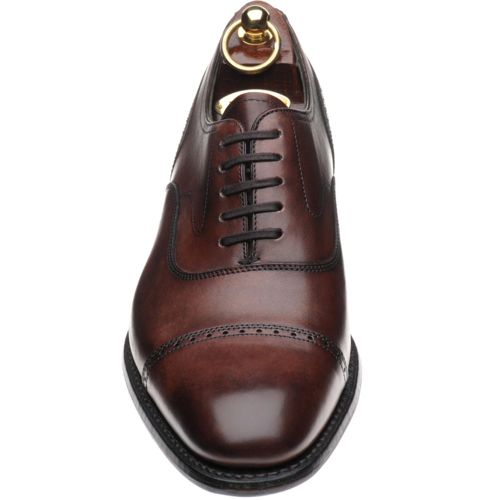 Loake Hughes mens hybrid-soled semi-brogues in burgundy brush-painted calf - Image 2