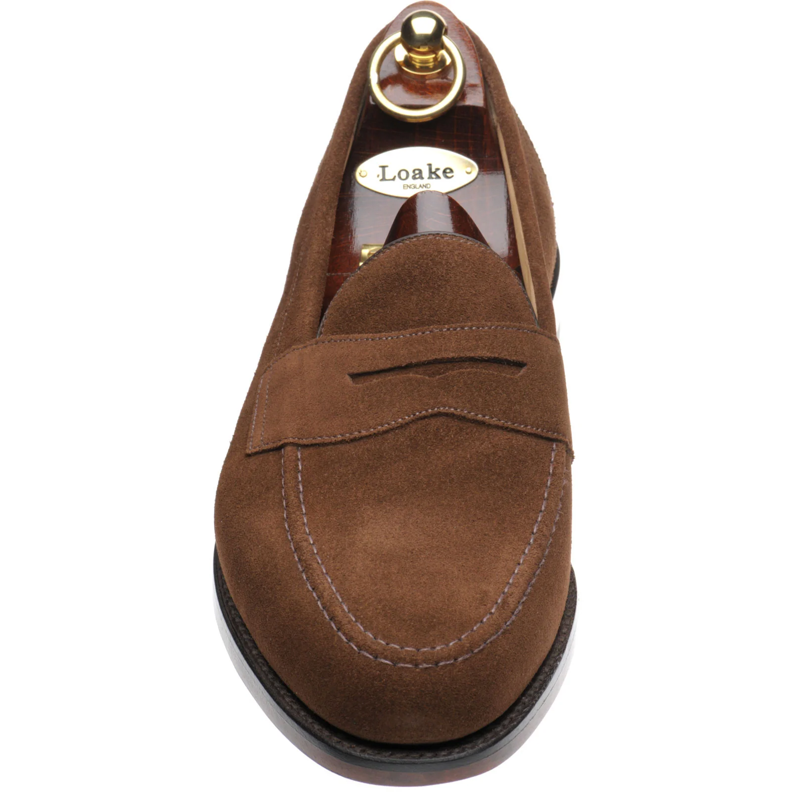Loake Imperial mens loafers in brown suede - Image 2
