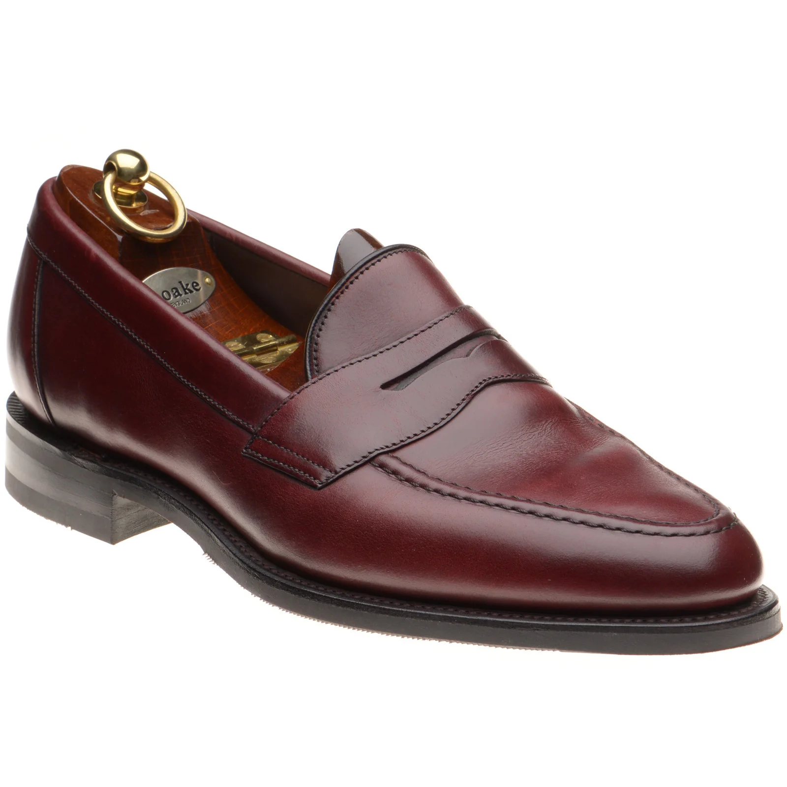 Loake Imperial Rubber mens rubber-soled loafers in burgundy waxed (second)