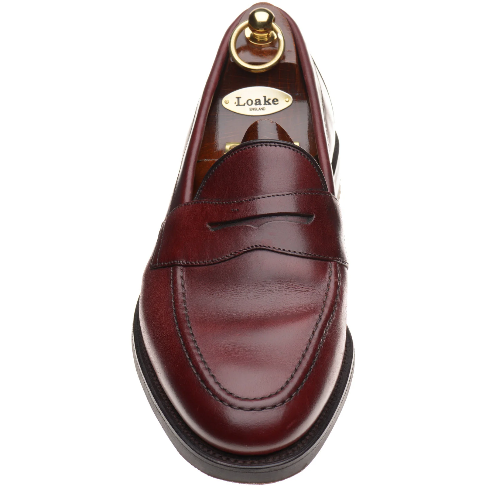 Loake Imperial Rubber mens rubber-soled loafers in burgundy waxed (second) - Image 2
