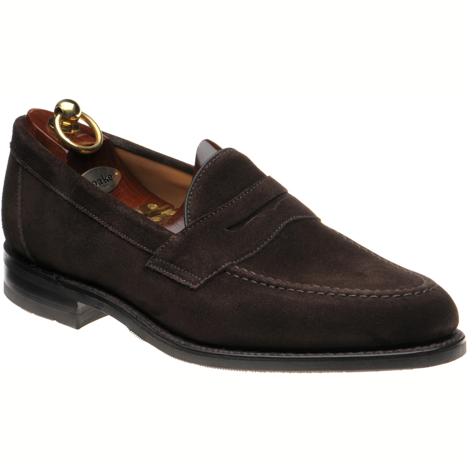 Loake Imperial Rubber mens rubber-soled loafers in dark brown suede
