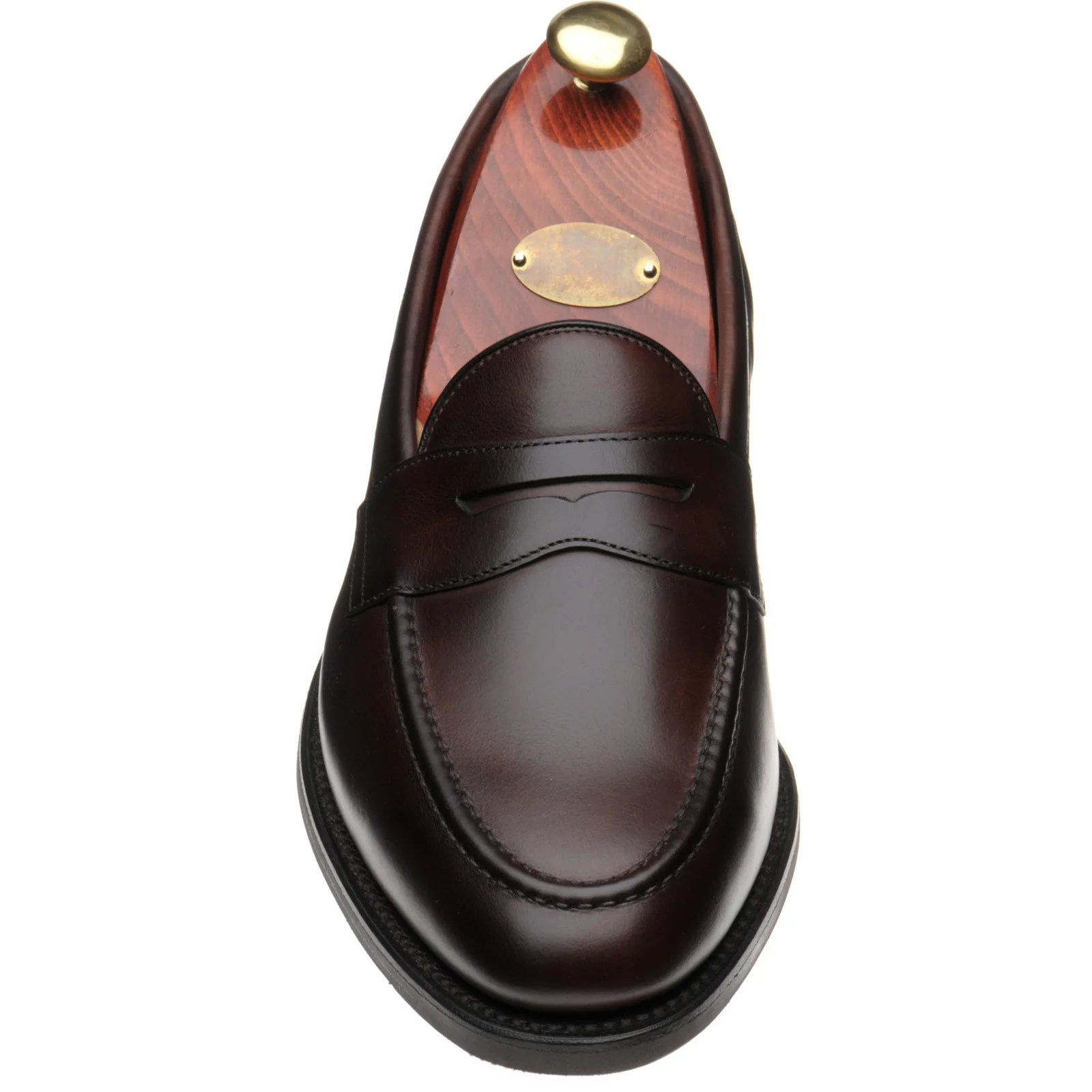 Loake Imperial Rubber mens rubber-soled loafers in dark brown waxy - Image 2