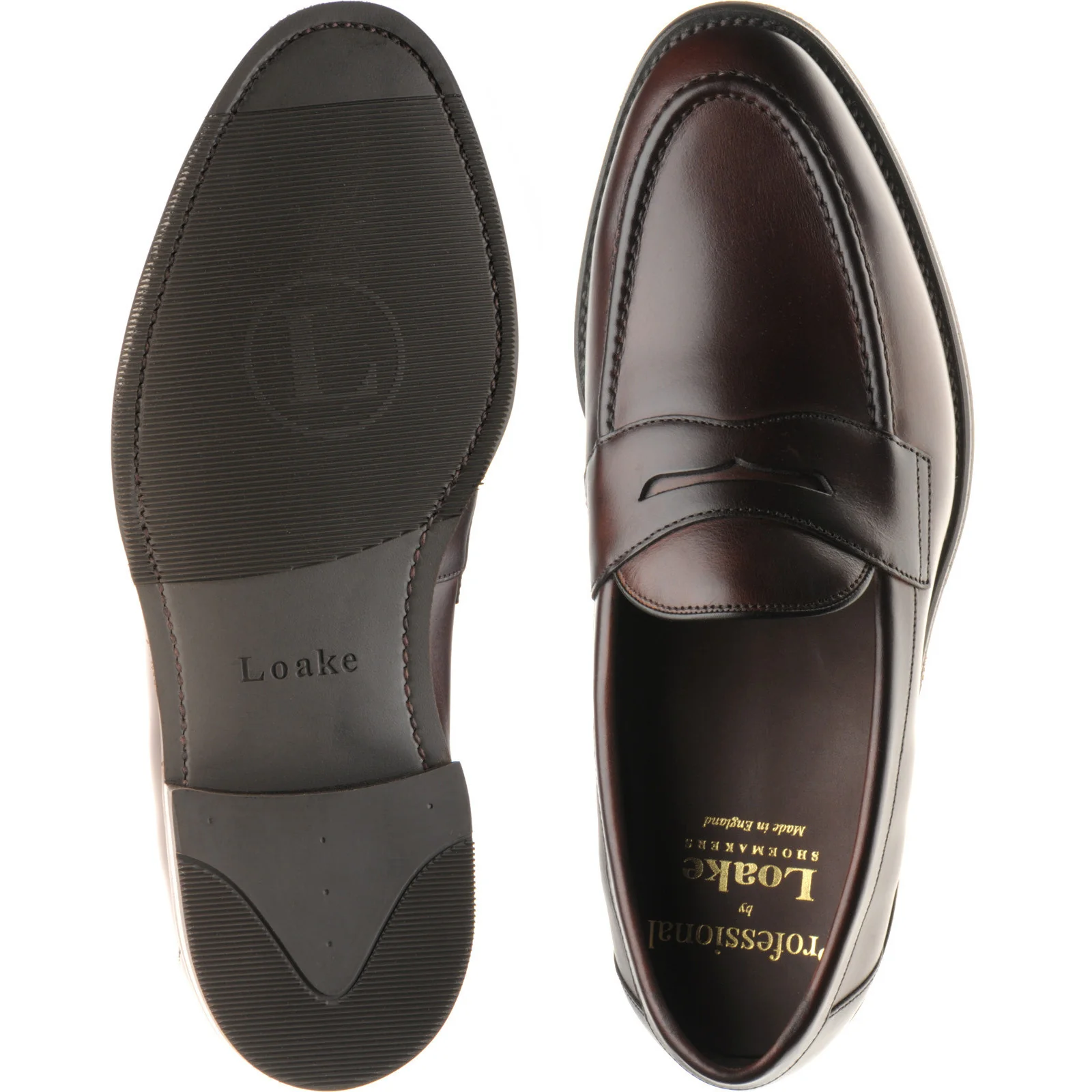 Loake Imperial Rubber mens rubber-soled loafers in dark brown waxy - Image 3