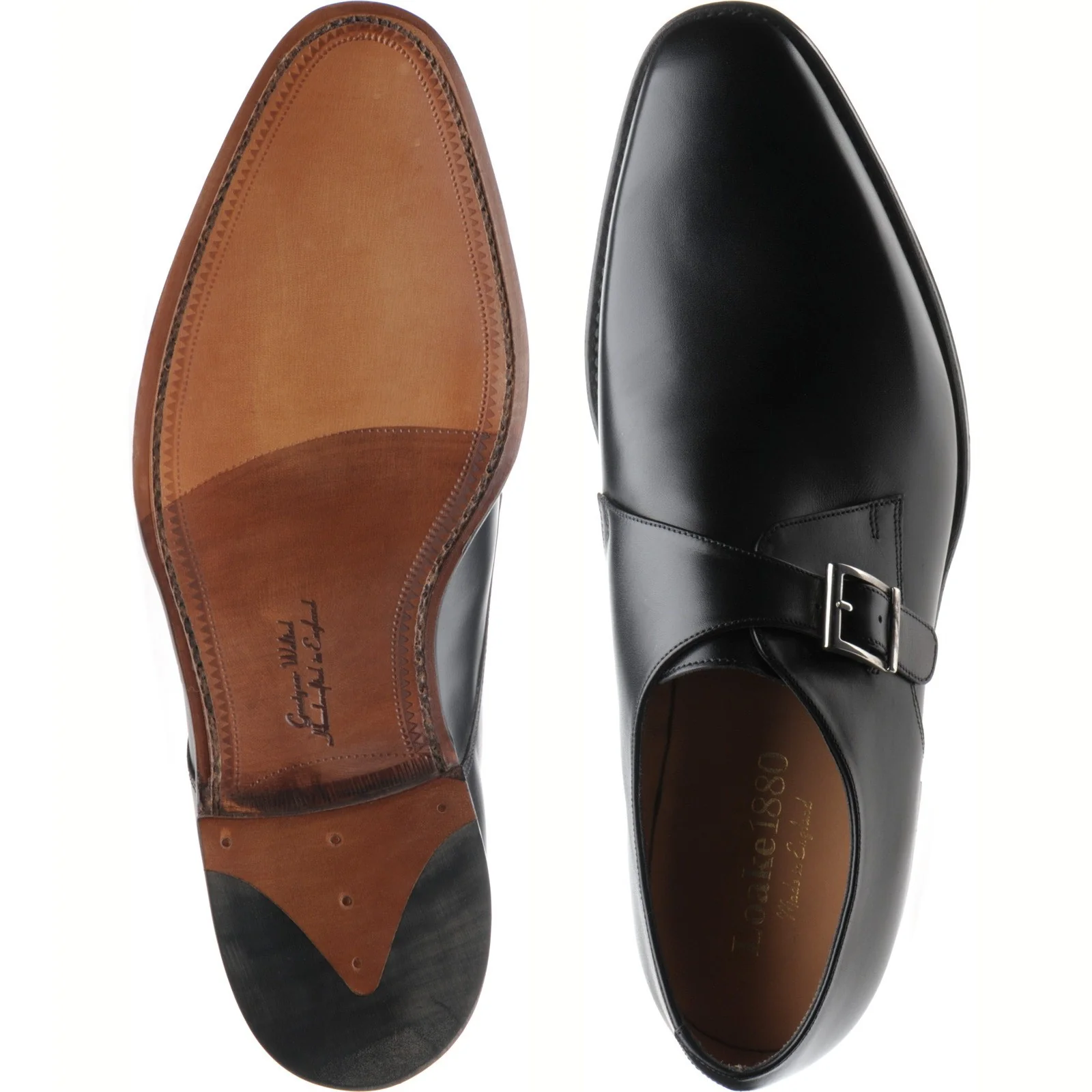 Loake Medway mens monk shoes in black calf - Image 3