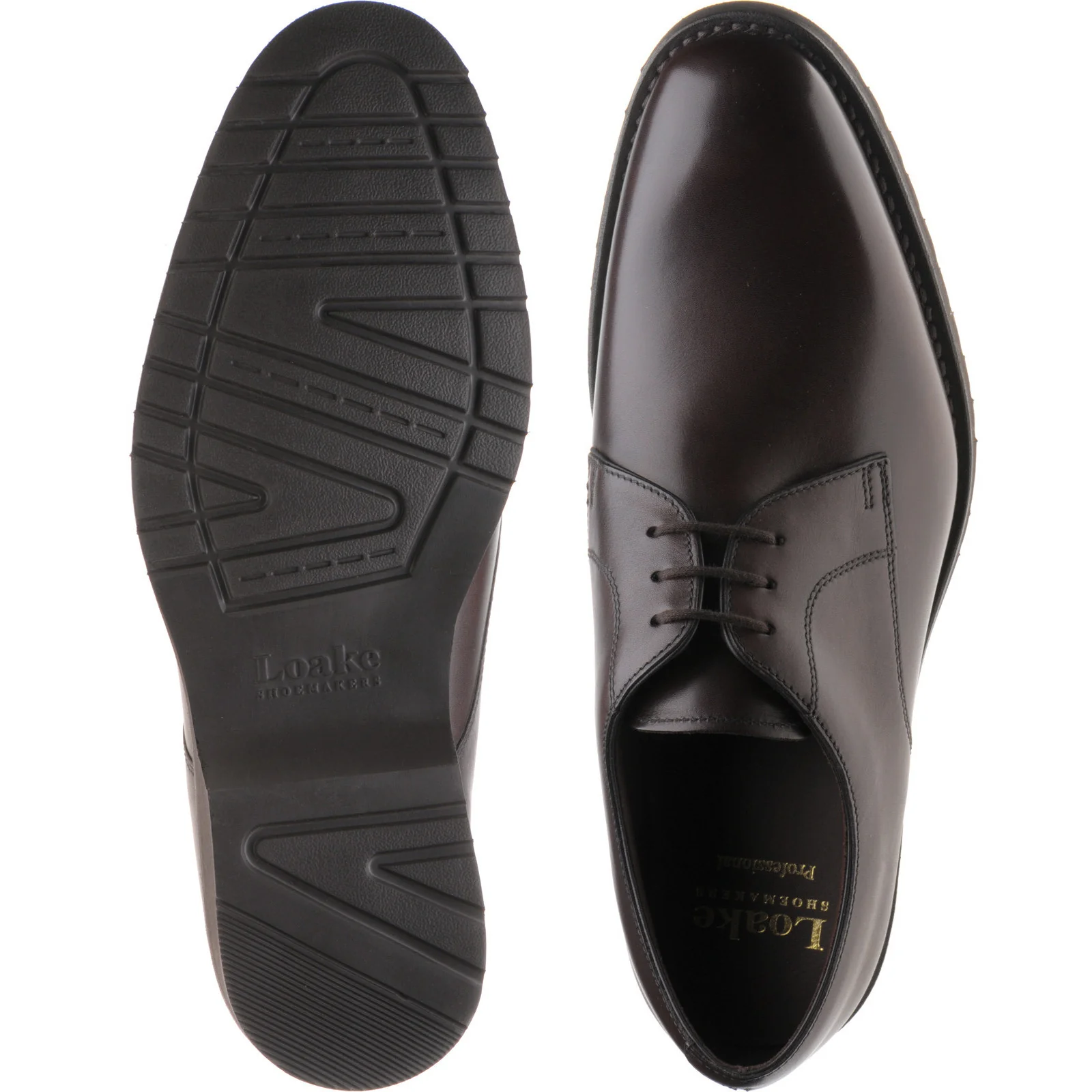 Loake Orson mens rubber-soled Derby shoes in dark brown calf - Image 3