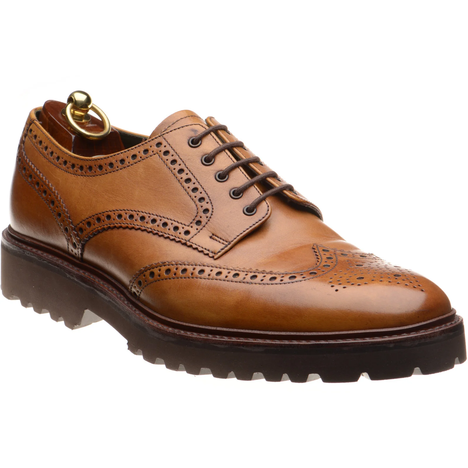 Loake Perseus mens rubber-soled brogues in tan calf (second)