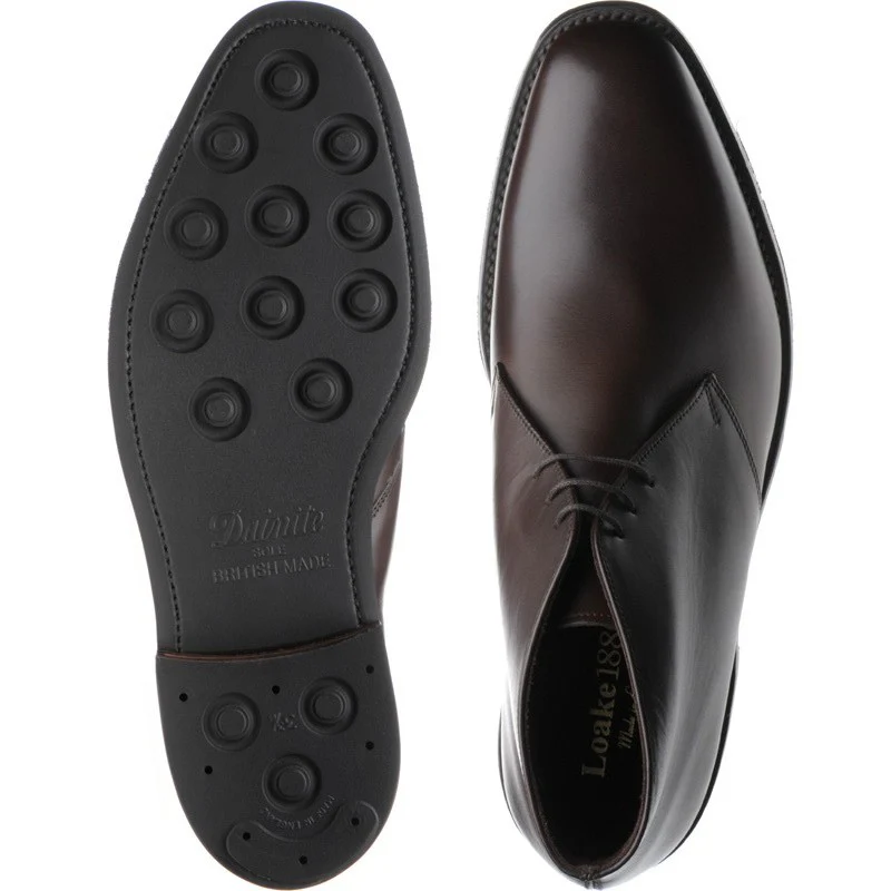 Loake Pimlico mens rubber-soled Chukka boots in dark brown calf (second) - Image 3
