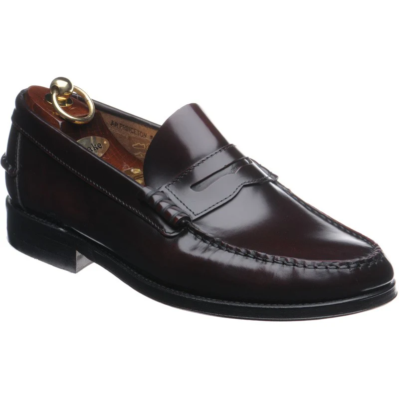 Loake Princeton mens loafers in burgundy polished