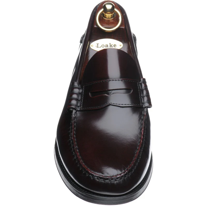 Loake Princeton mens loafers in burgundy polished - Image 2