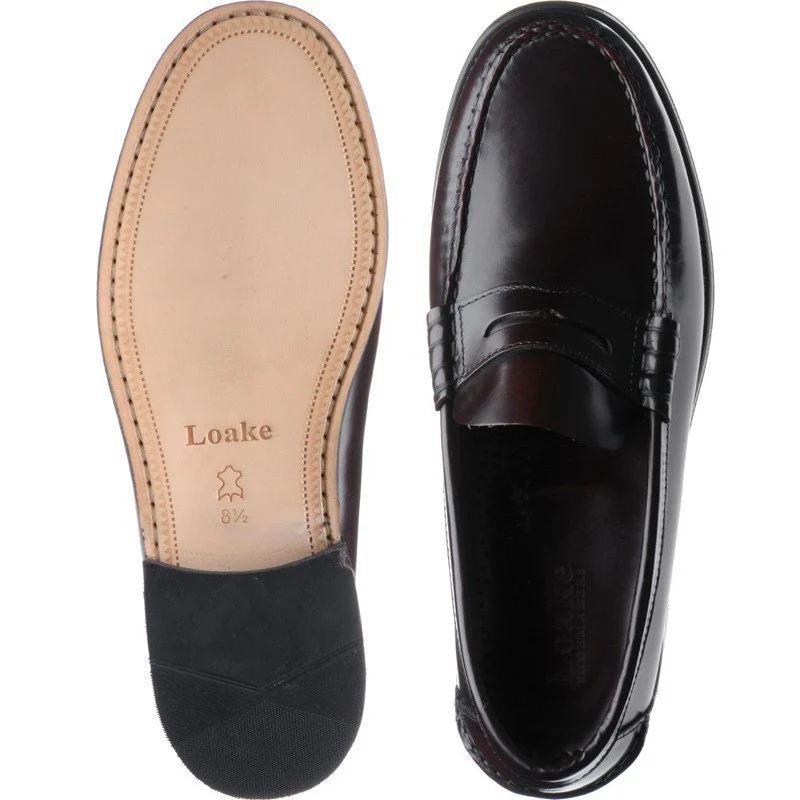 Loake Princeton mens loafers in burgundy polished - Image 3