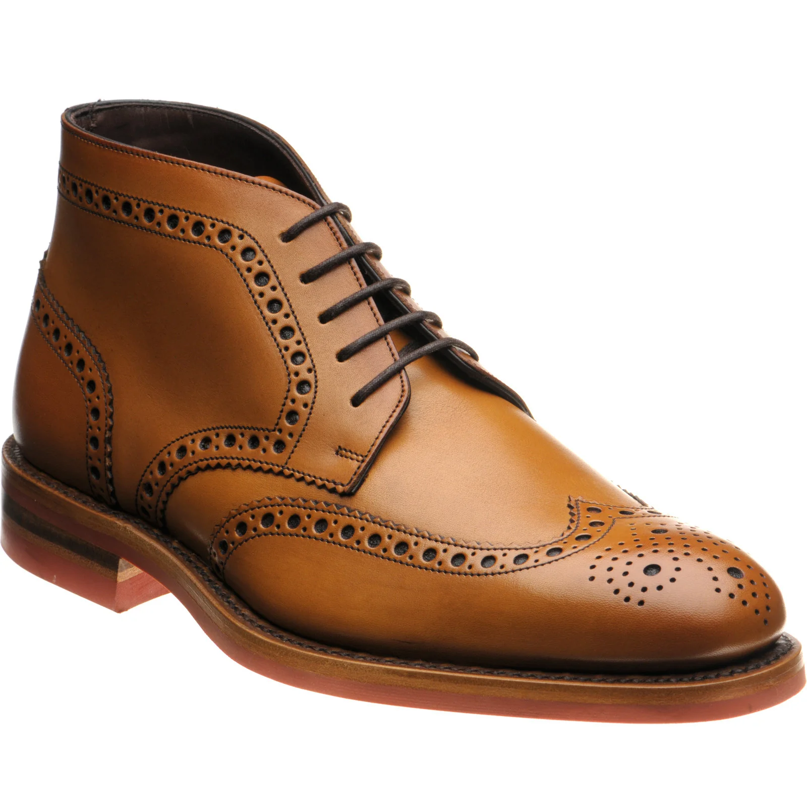 Loake Reading mens rubber-soled brogue boots in cognac calf (second)