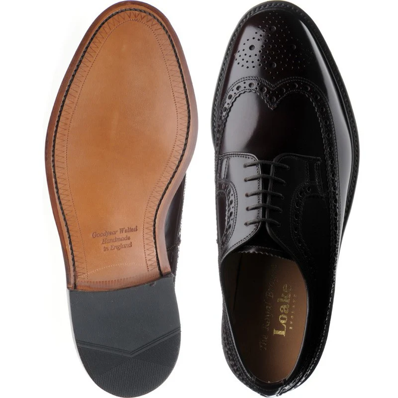 Loake Royal mens brogues in burgundy polished - Image 3