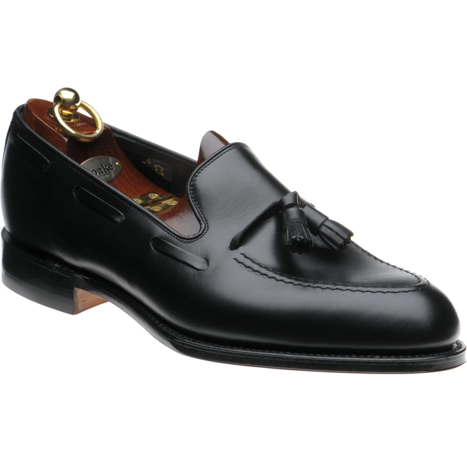 Loake Russell mens tasselled loafers in black calf