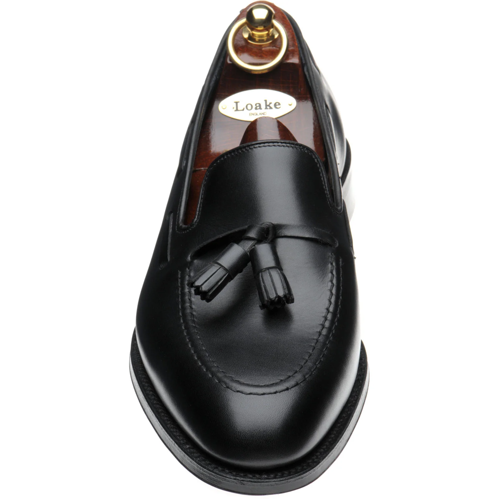 Loake Russell mens tasselled loafers in black calf - Image 2