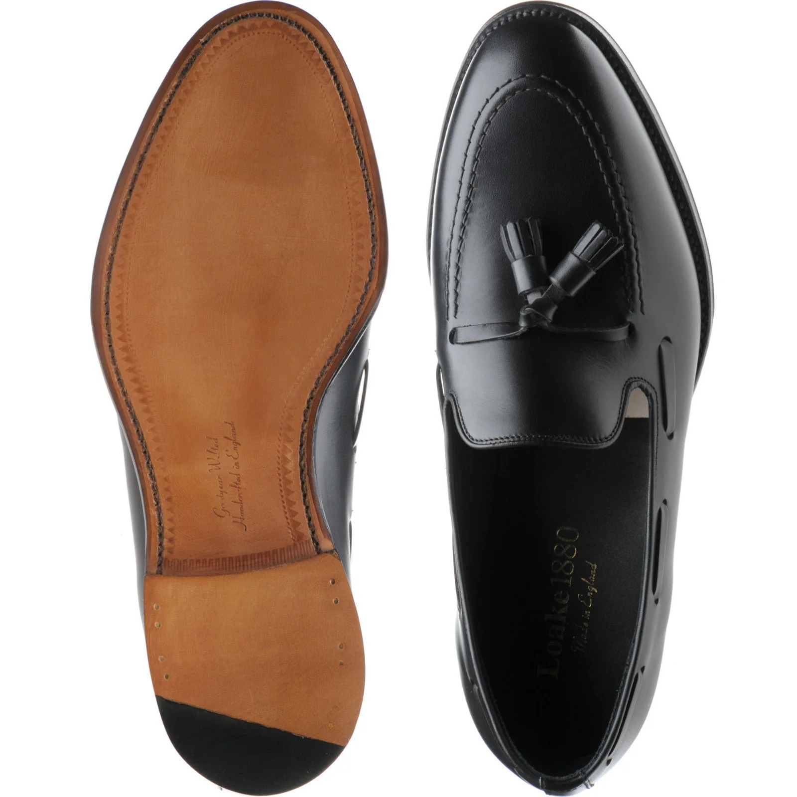 Loake Russell mens tasselled loafers in black calf - Image 3