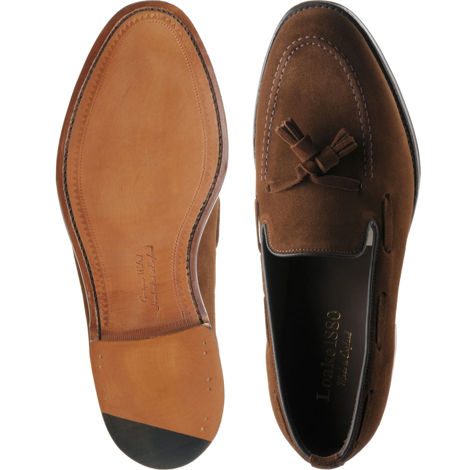 Loake Russell mens tasselled loafers in polo suede - Image 3