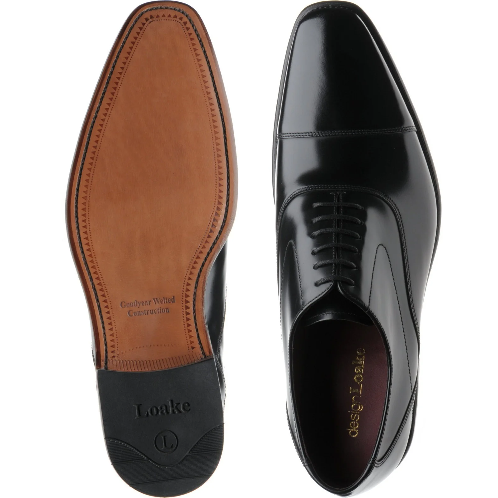 Loake Sharp mens Oxfords in black polished - Image 3