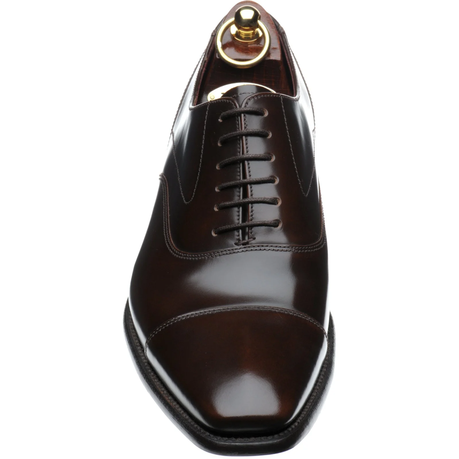 Loake Sharp mens Oxfords in dark brown polished - Image 2