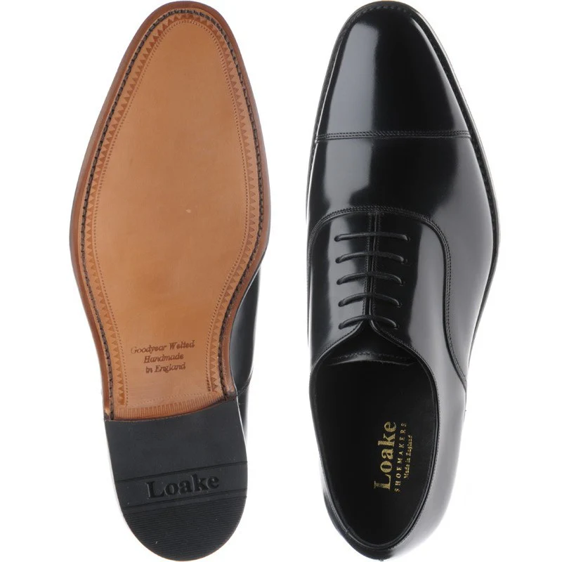 Loake Smith mens Oxfords in black polished - Image 3