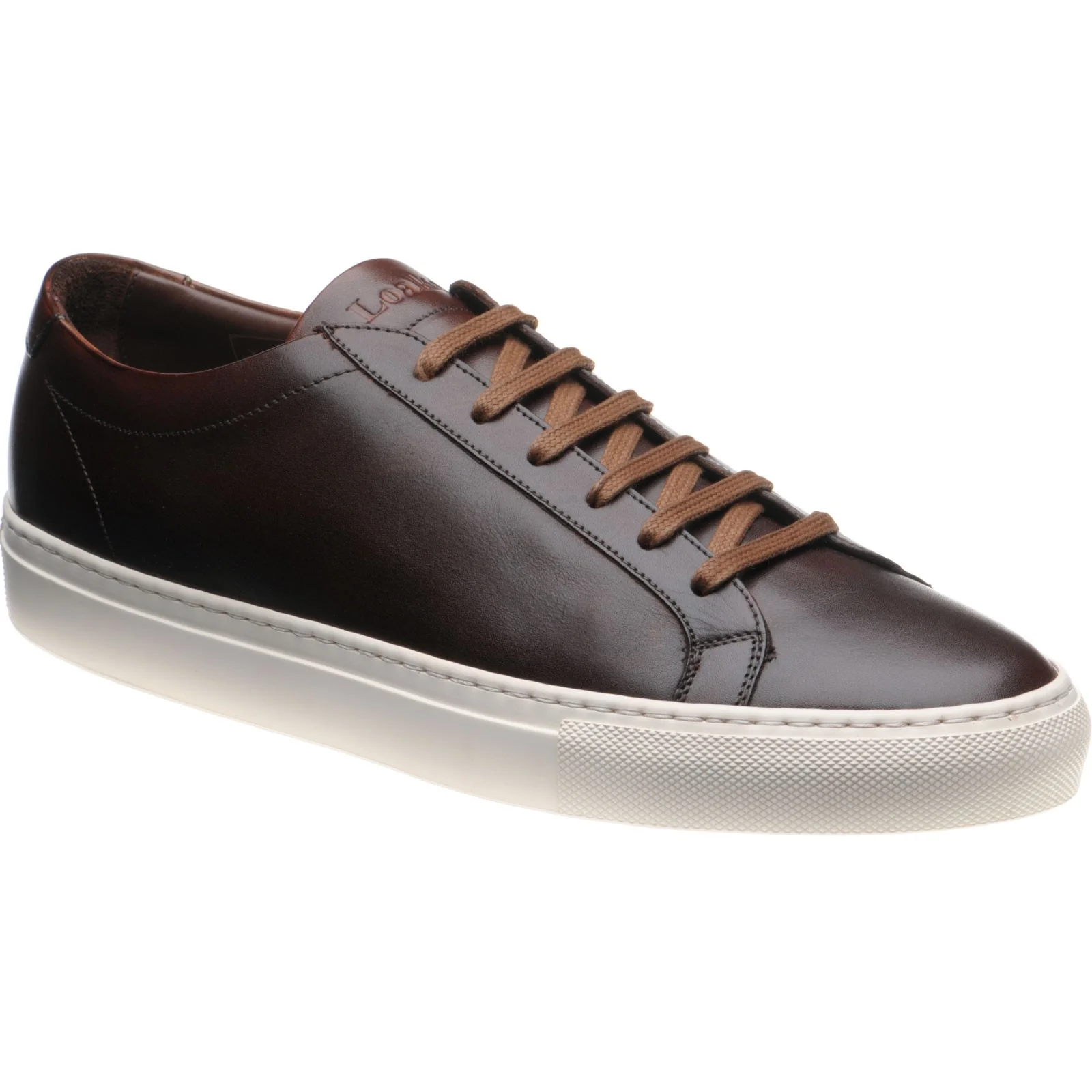 Loake Sprint mens rubber-soled trainers in dark brown calf