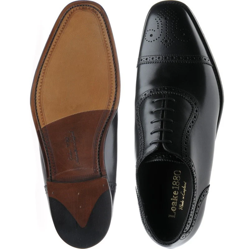 Loake Strand mens semi-brogues in black calf - Image 3