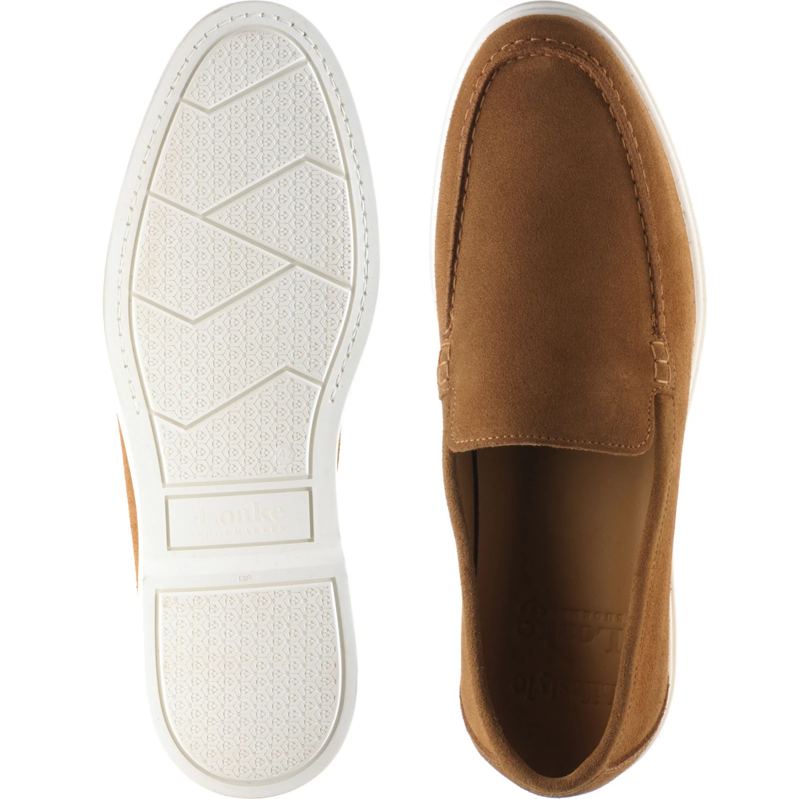 Loake Tuscany mens rubber-soled loafers in chestnut suede - Image 3