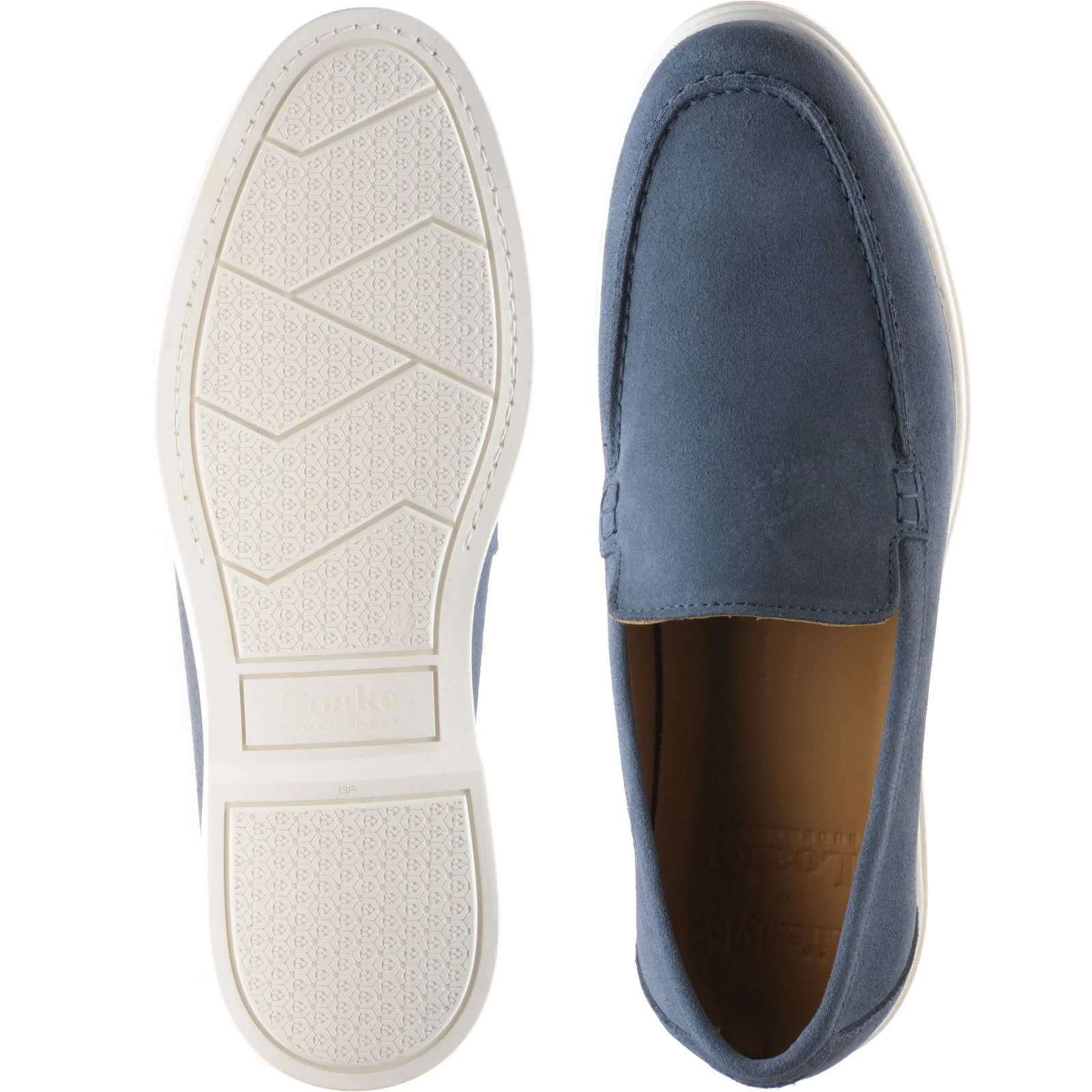 Loake Tuscany mens rubber-soled loafers in denim suede - Image 3