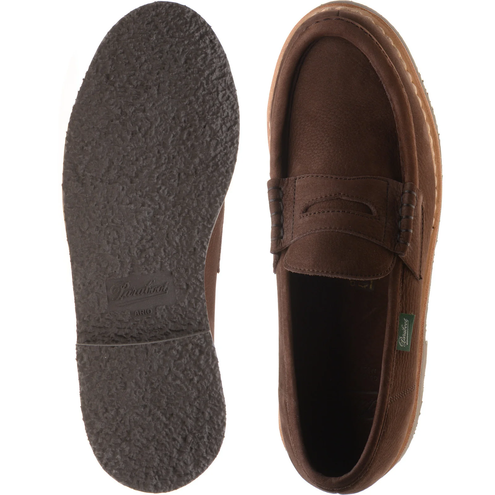 Paraboot Nantes mens rubber-soled loafers in taurillon nubuck chocolate - Image 3