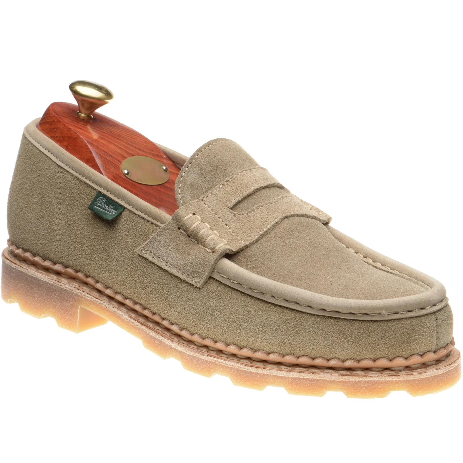 Paraboot Nantes mens rubber-soled loafers in velours sand