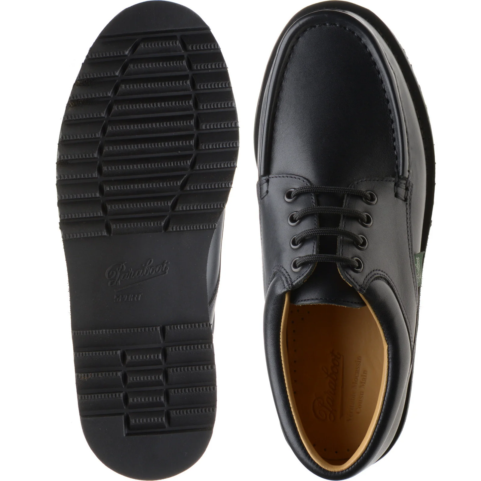Paraboot Thiers mens rubber-soled Derby shoes in lisse noir black - Image 3