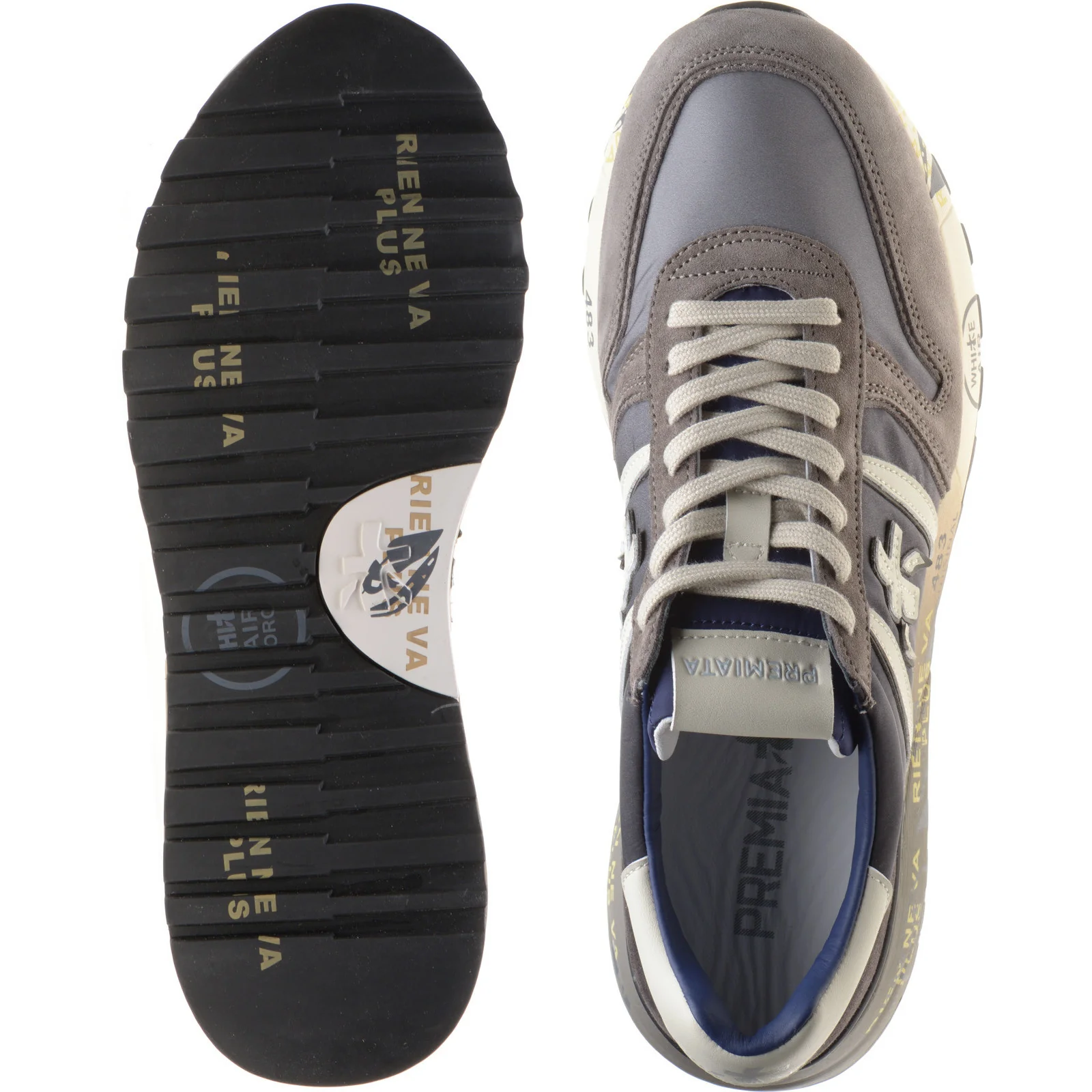 Premiata Lander mens rubber-soled trainers in grey - Image 3