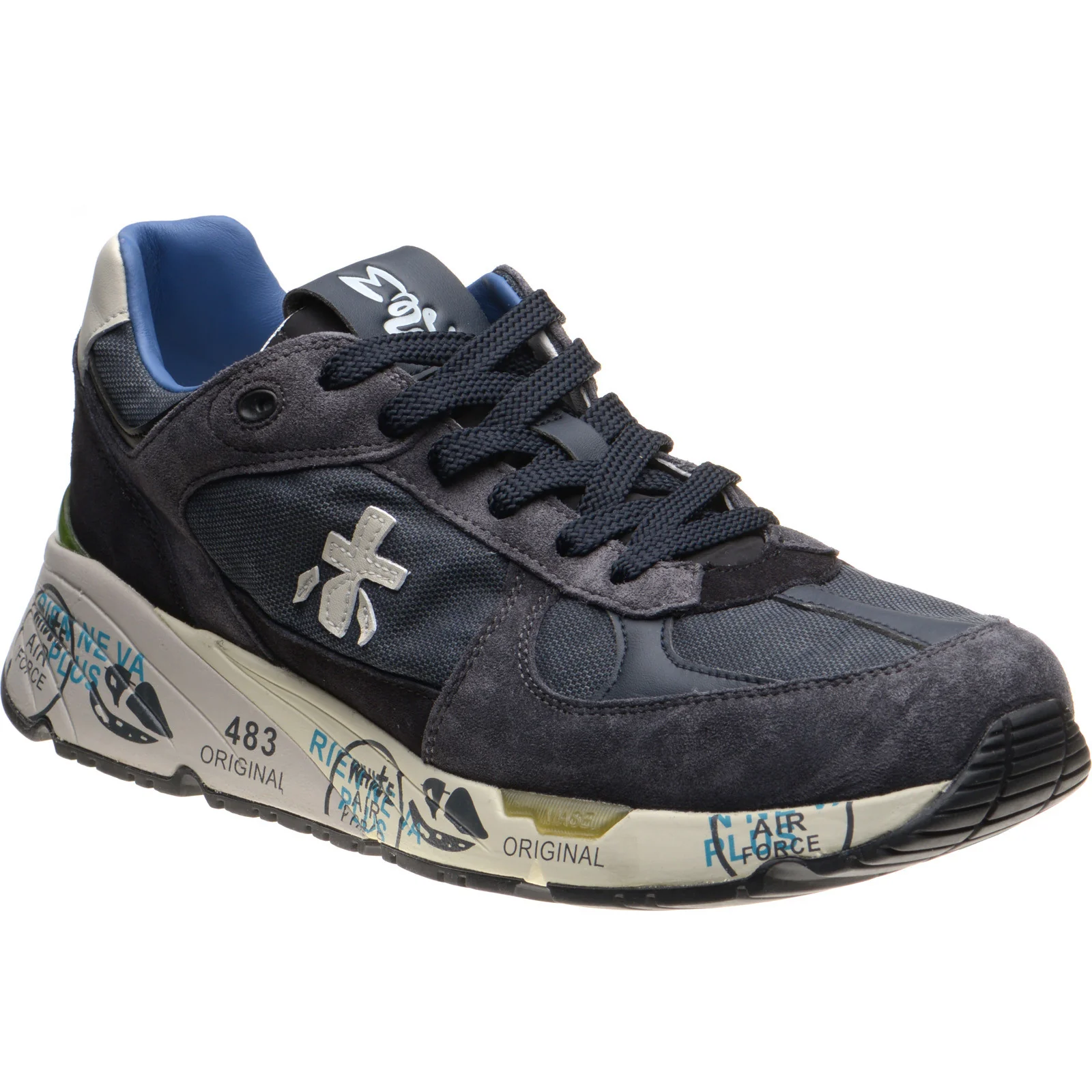 Premiata Mase mens rubber-soled trainers in navy