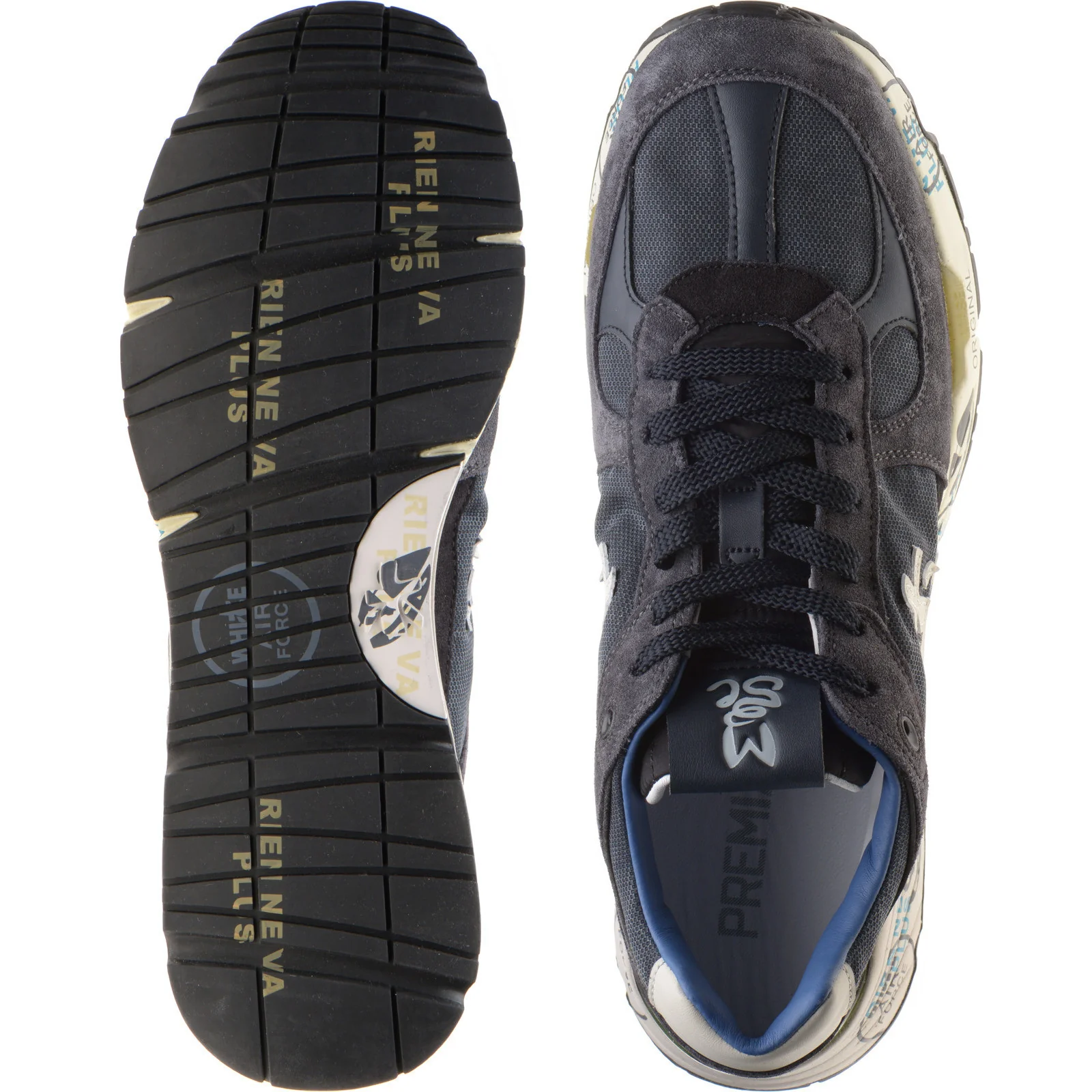 Premiata Mase mens rubber-soled trainers in navy - Image 3