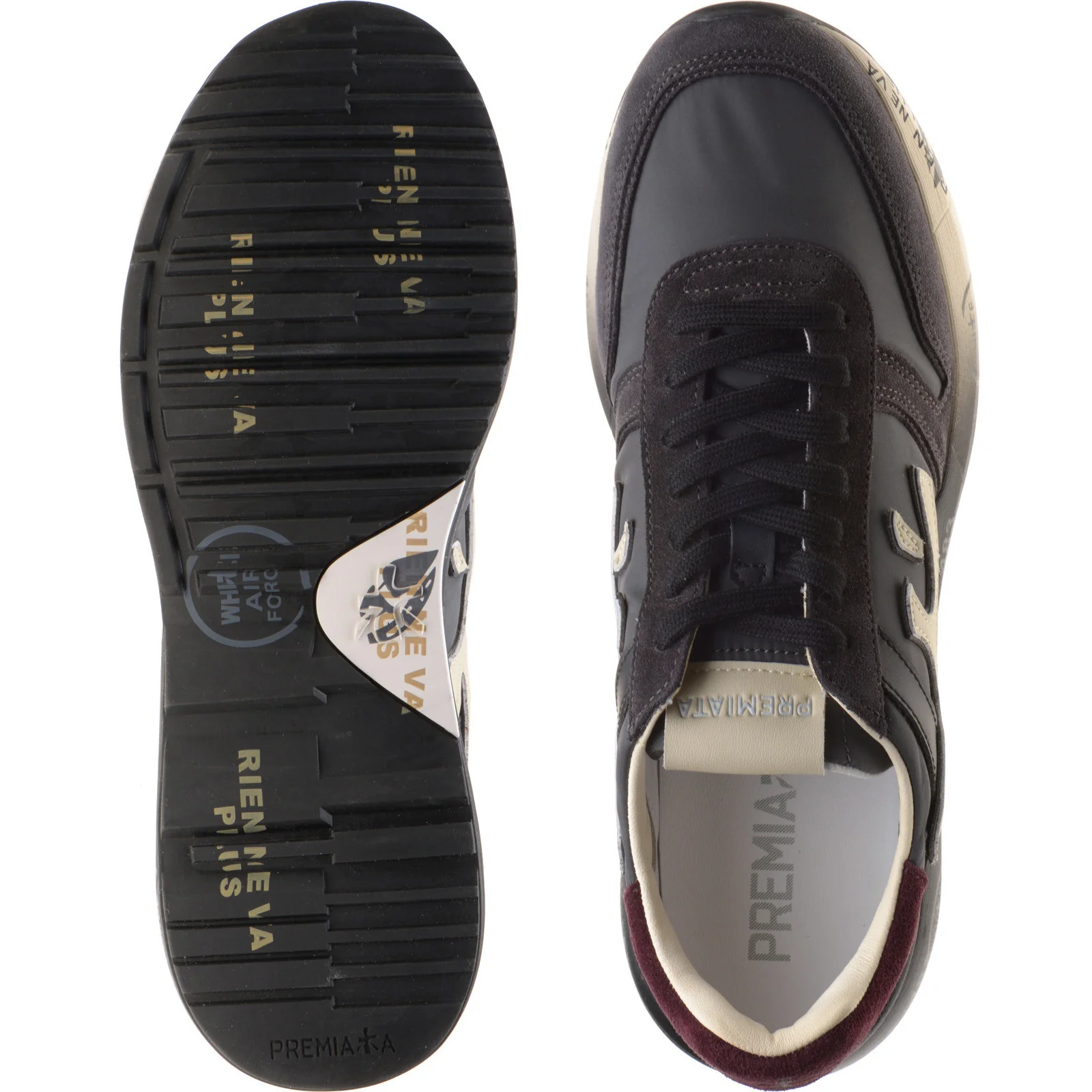 Premiata Mick mens rubber-soled trainers in navy - Image 3