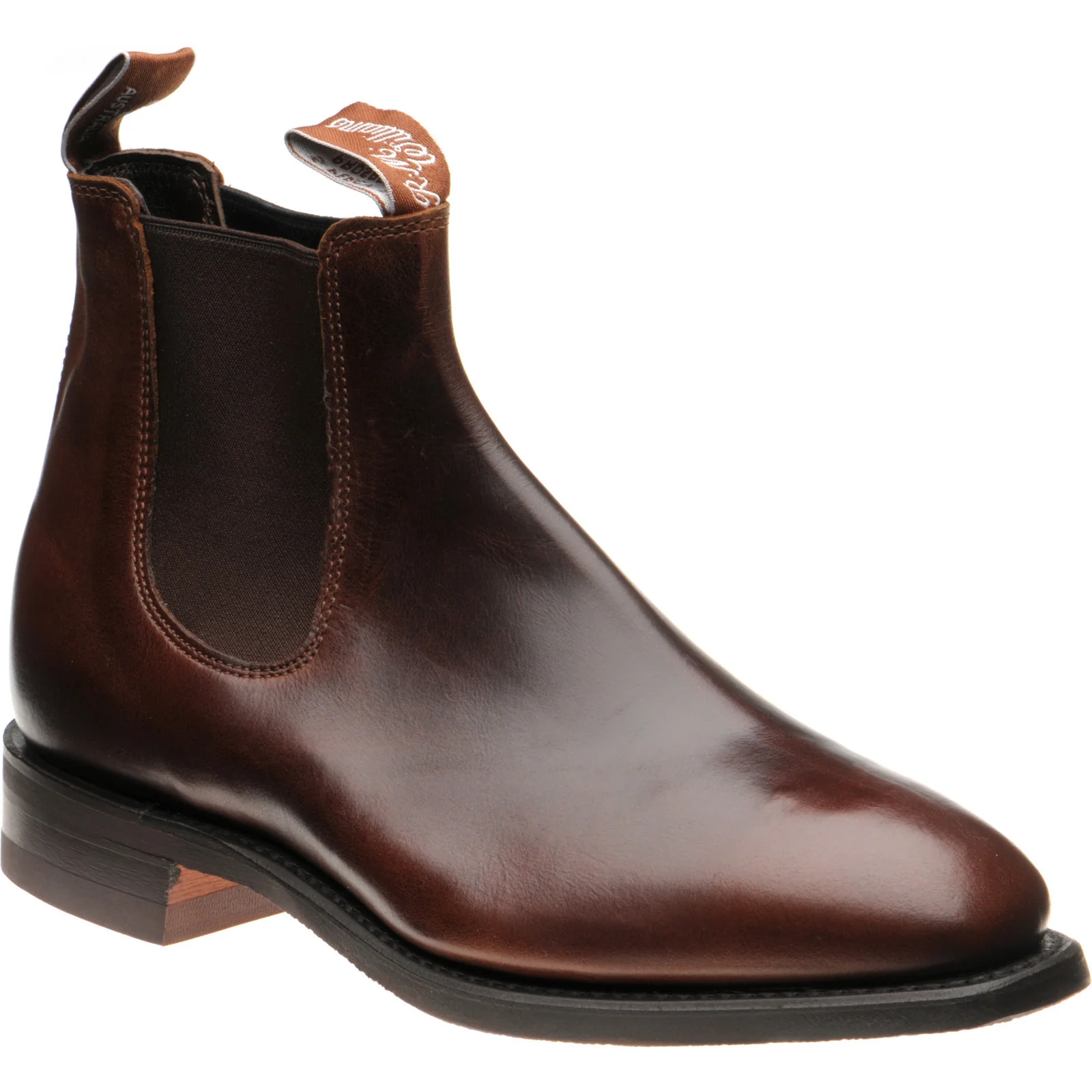 RM Williams Comfort Craftsman mens rubber-soled Chelsea boots in mid brown calf