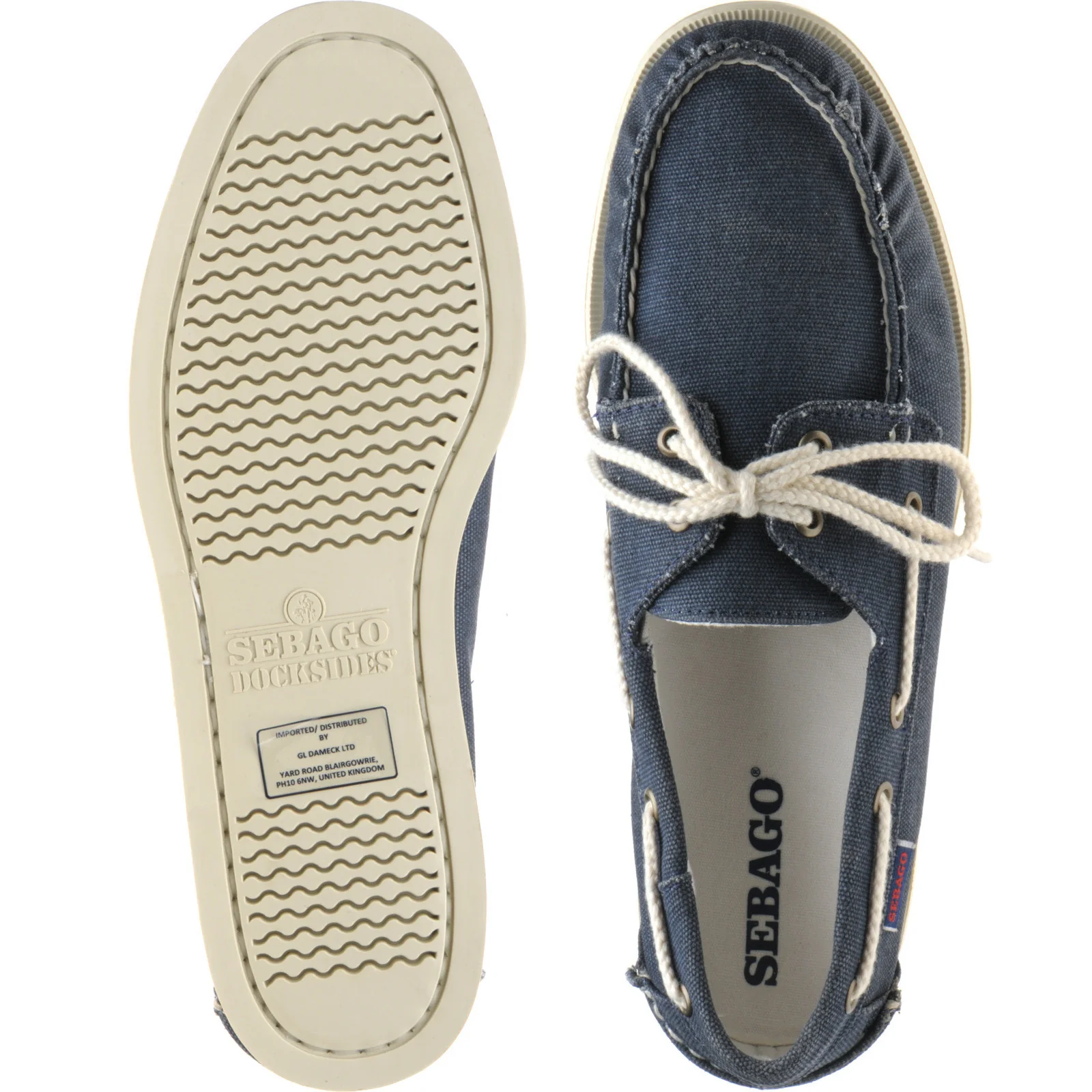 Sebago Dockside Portland Canvas mens rubber-soled deck shoes in blue navy - Image 3