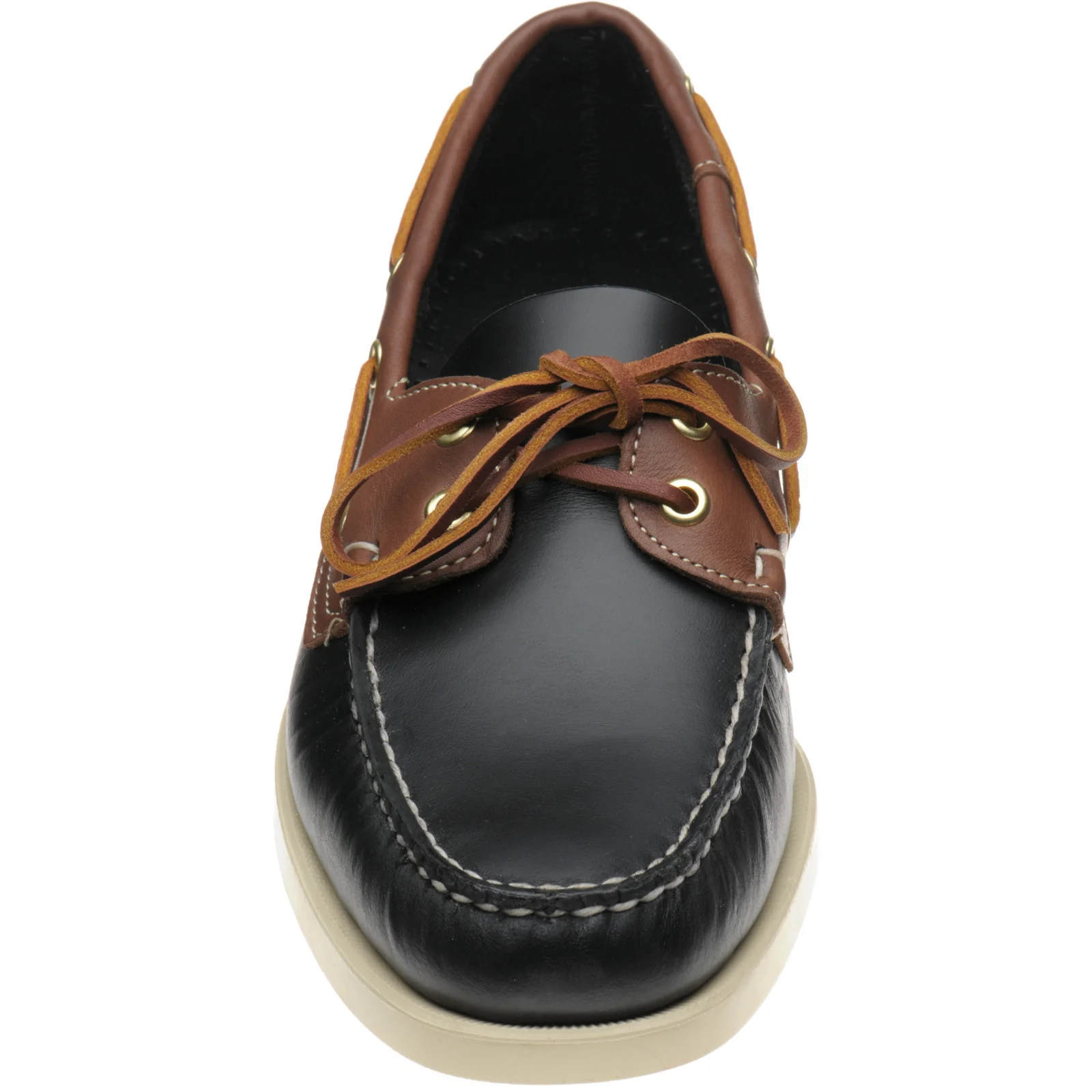 Sebago Dockside Portland mens rubber-soled deck shoes in brown and black - Image 2