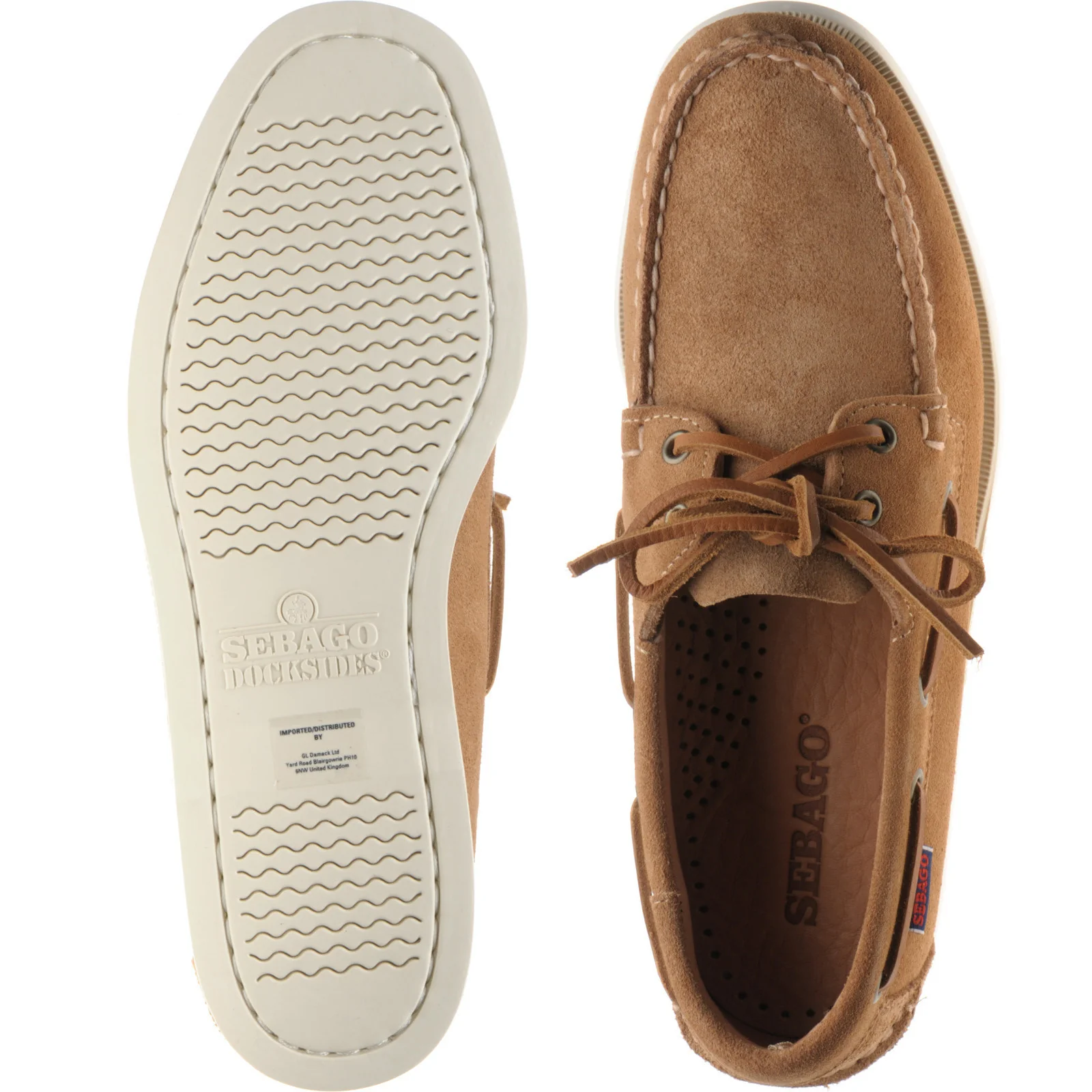 Sebago Dockside Portland mens rubber-soled deck shoes in brown cognac - Image 3