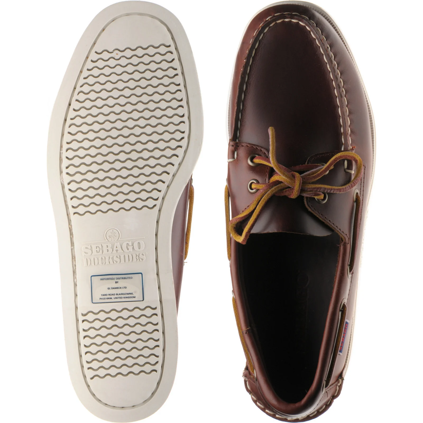 Sebago Dockside Portland mens rubber-soled deck shoes in brown waxy - Image 3
