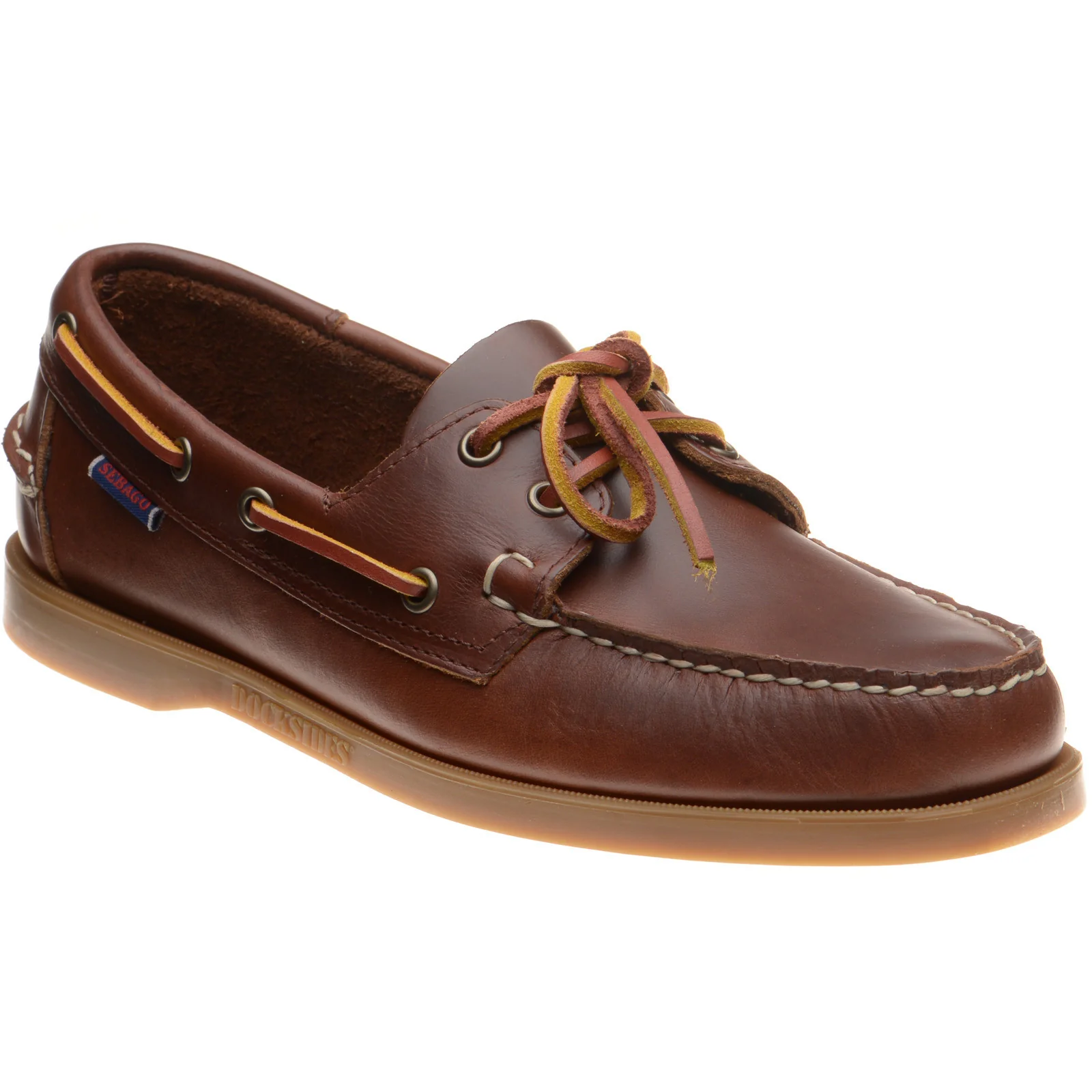 Sebago Dockside Waxed mens rubber-soled deck shoes in brown honey