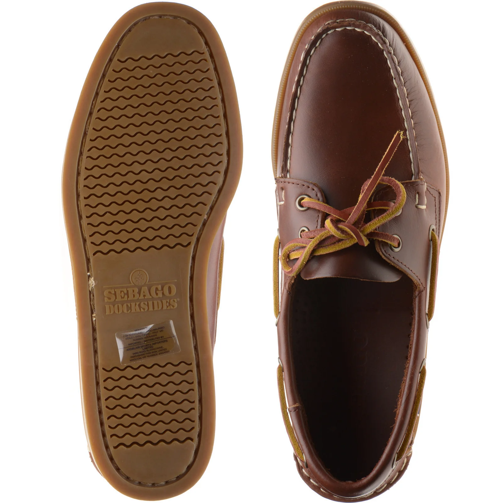 Sebago Dockside Waxed mens rubber-soled deck shoes in brown honey - Image 3