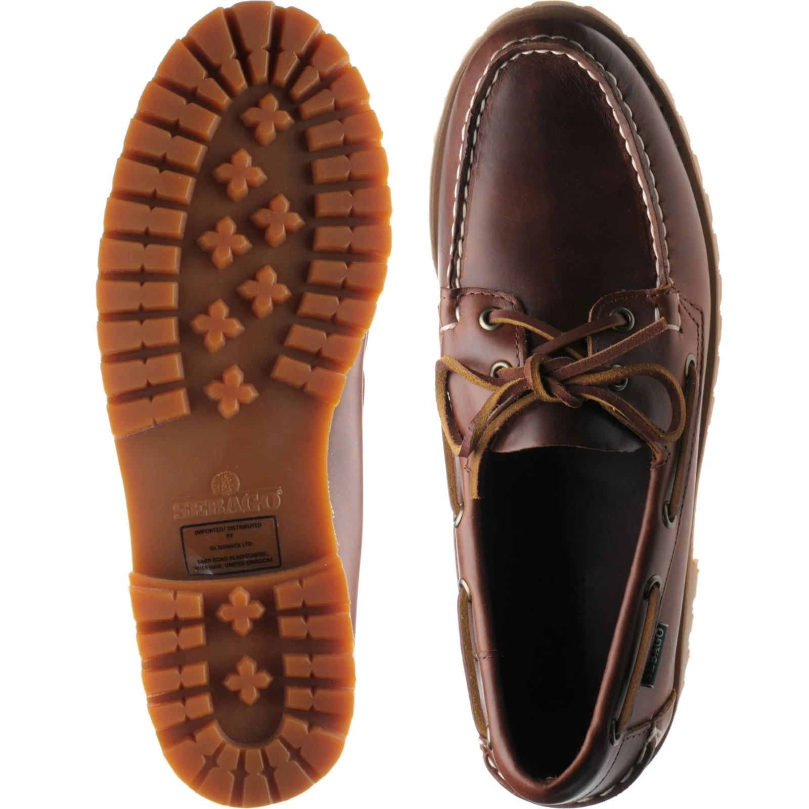 Sebago Ranger Waxy mens rubber-soled deck shoes in brown gum - Image 3