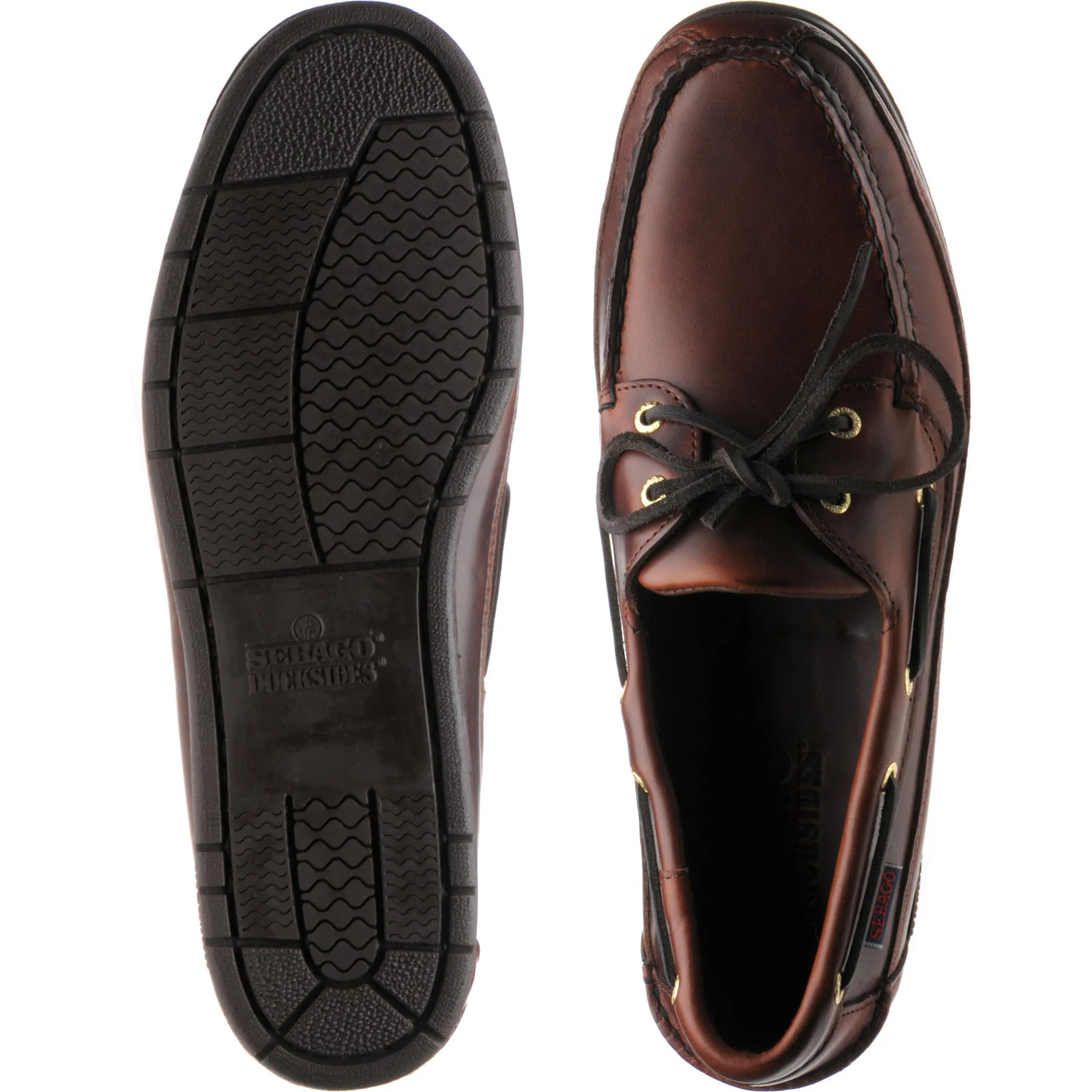 Sebago Schooner mens rubber-soled deck shoes in brown - Image 3
