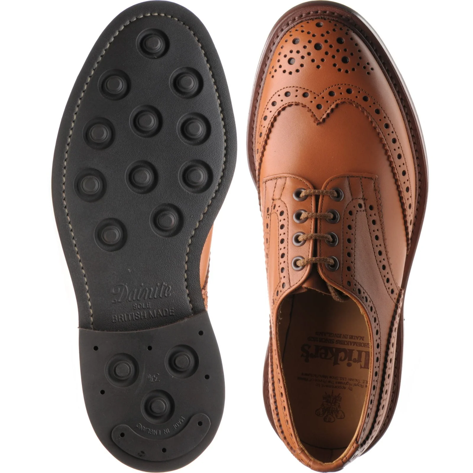 Trickers Bourton (Rubber) mens rubber-soled brogues in c shade calf - Image 3