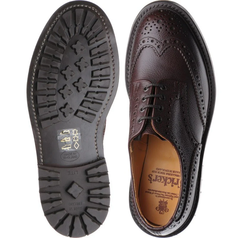 Trickers Ilkley mens rubber-soled brogues in brown zug grain - Image 3