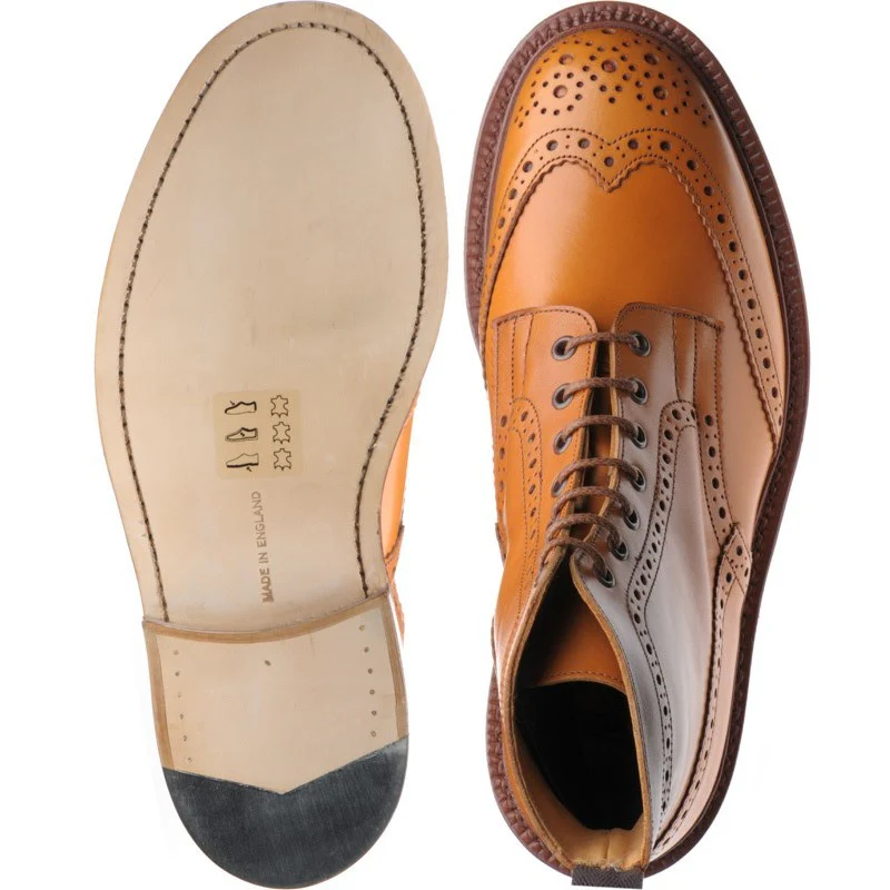 Trickers Stow mens brogue boots in acorn calf - Image 3