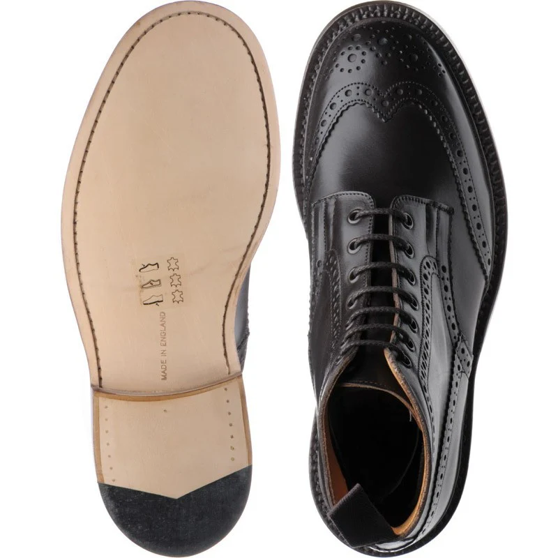 Trickers Stow mens brogue boots in espresso calf - Image 3