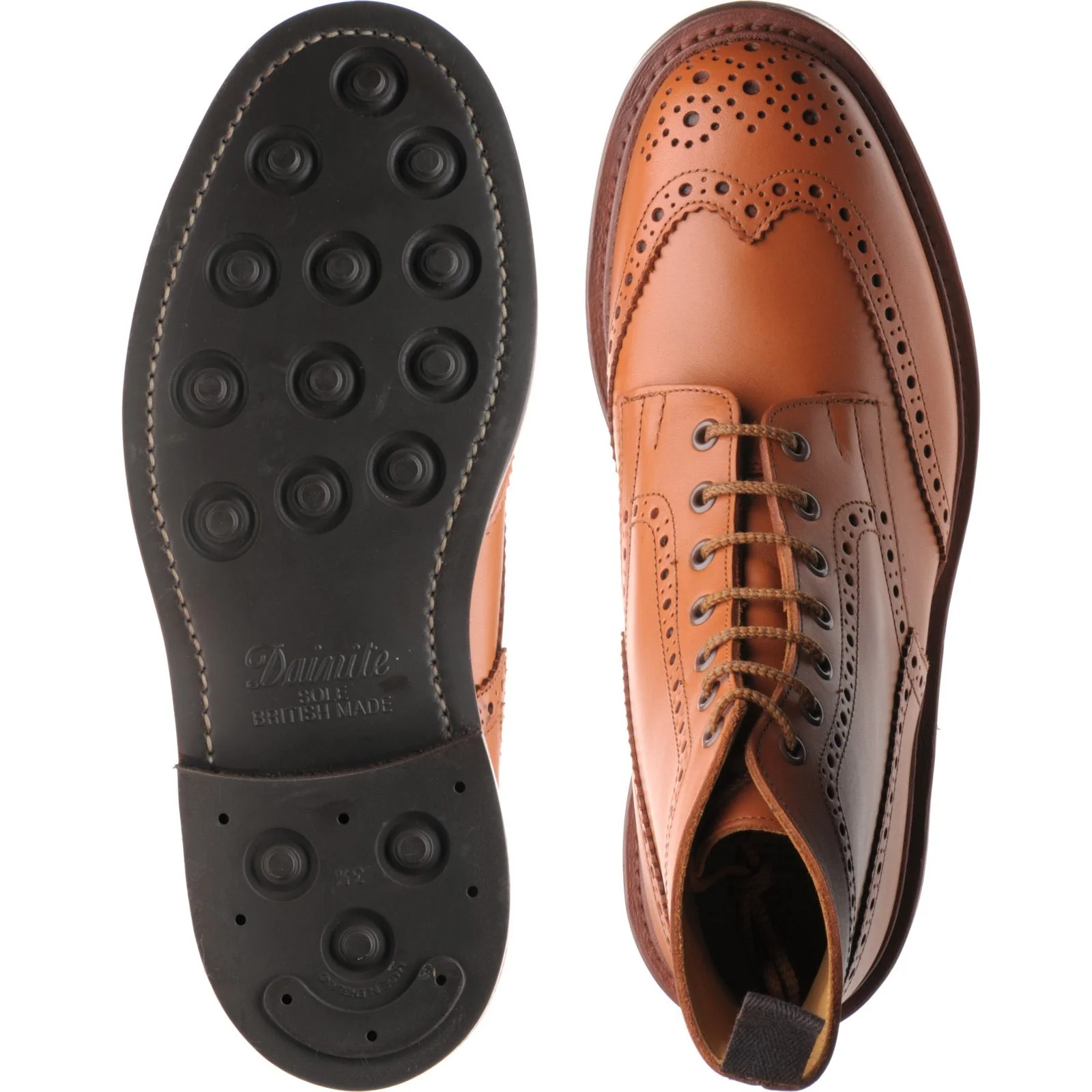 Trickers Stow (Rubber) mens rubber-soled brogue boots in c shade calf - Image 3